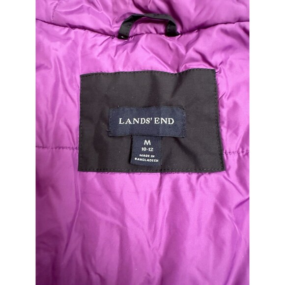 #Lands End Women's Primaloft Ski Jacket M 10-12, Full Zipper Hooded Black & Pink - Picture 5 of 13